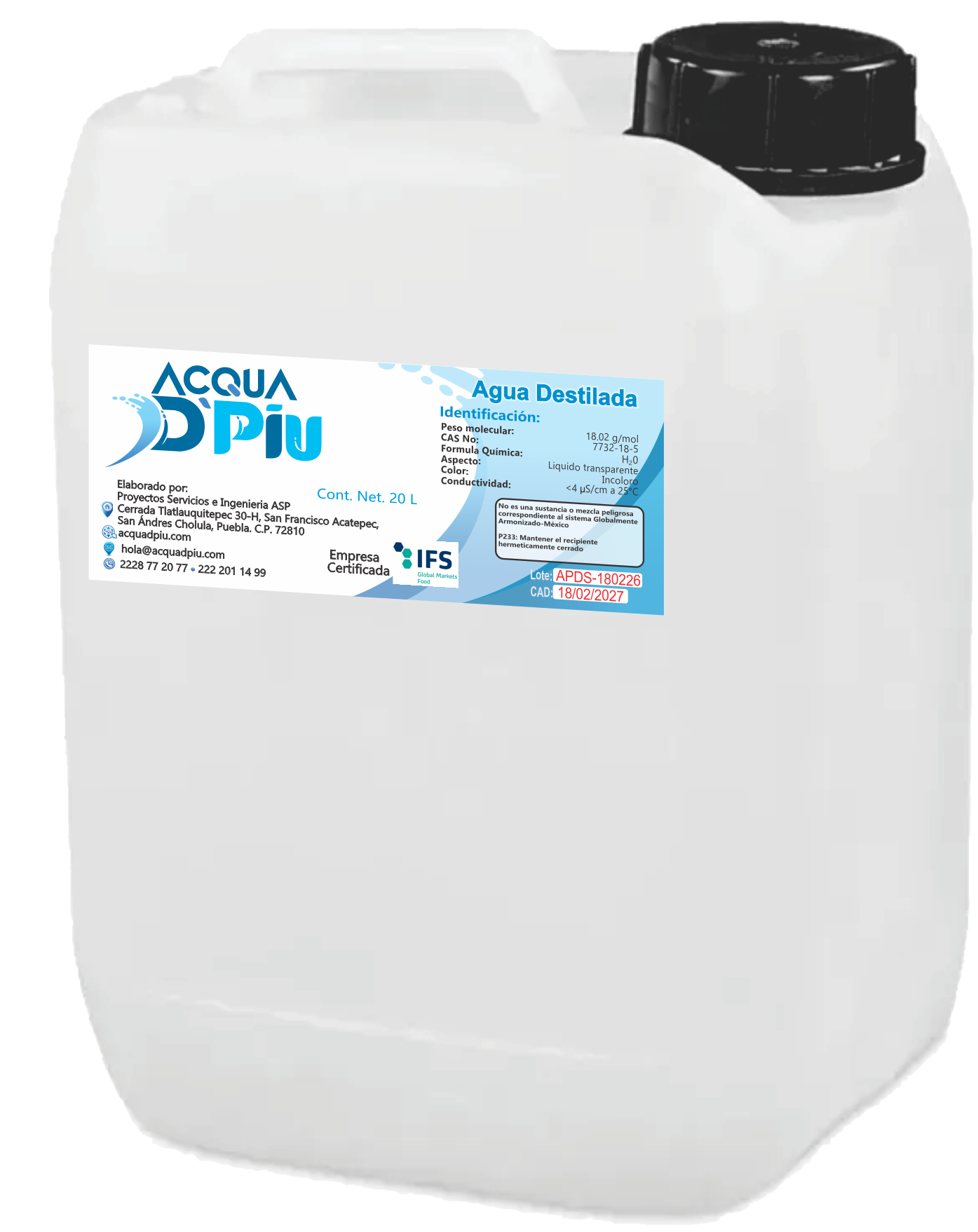 Garrafón de agua destilada Acqua DPiu