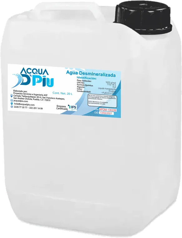 Porrón de 20 litros de Agua Desmineralizada Acqua DPiu