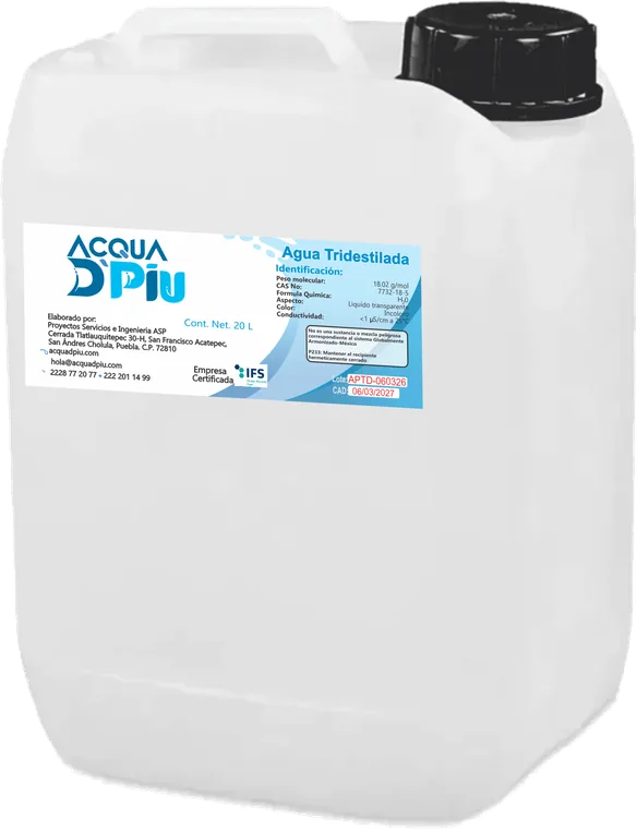 Porrón de 20 litros de Agua Tridestilada Acqua DPiu